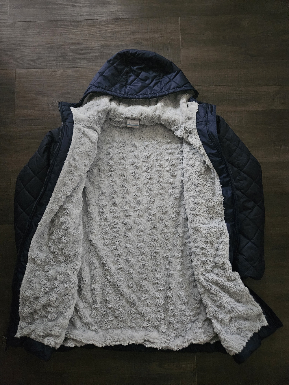 Columbia Women's Copper Crest Hooded Quilted Long Jacket – Dark Navy Blue, Size - Picture 6 of 11